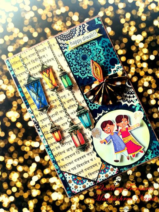 Sparkling Handmade Diwali Greeting Card -D1 image