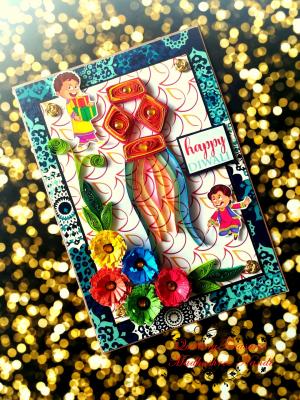 Sparkling Handmade Quilled Diwali Greeting Card D5 Sparkling Handmade Quilled Diwali Greeting Card D5