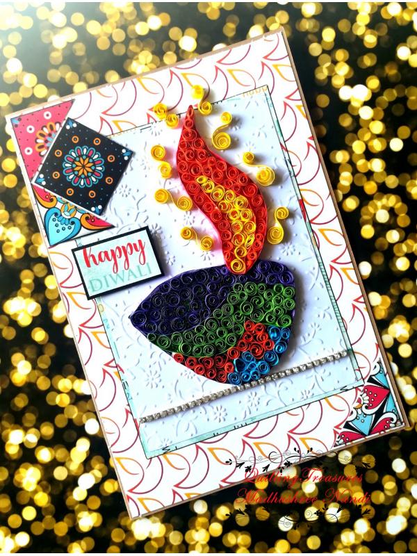 Sparkling Handmade Quilled Diwali Greeting Card D6 image