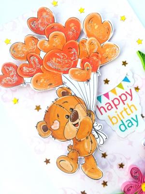 Teddy with Balloons Greeting Card - D3 Teddy with Balloons Greeting Card - D3