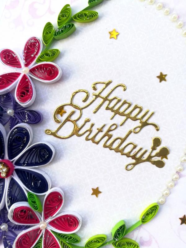Purple Themed Birthday Quilled Greeting Card -P1 image