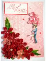 Sparkling Red Quilled Love Birthday Card - LO1