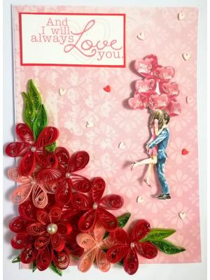 Sparkling Red Quilled Love Birthday Card - LO1 Sparkling Red Quilled Love Birthday Card - LO1