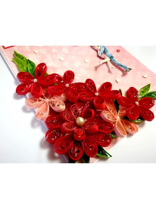Sparkling Red Quilled Love Birthday Card - LO1