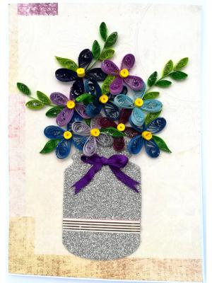 Sparkling Vase Quilled Flowers Greeting Card Sparkling Vase Quilled Flowers Greeting Card