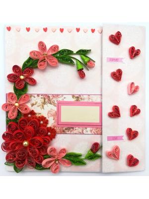 Red Quilled Mini Scrapbook Greeting Card Red Quilled Mini Scrapbook Greeting Card