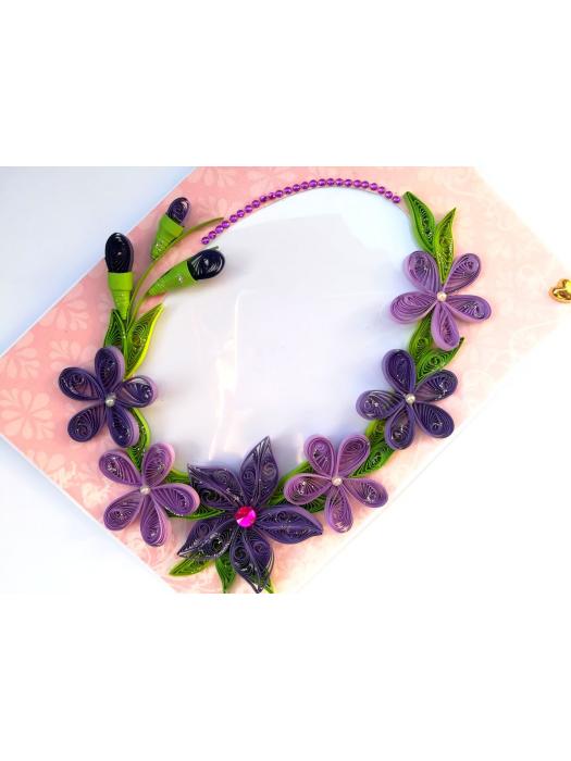 Purple Themed Quilled Photo Frame Greeting Card -PPF2