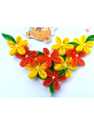 Quilled Corner Flowers Birthday Greeting card - BIR5 Quilled Corner Flowers Birthday Greeting card - BIR5