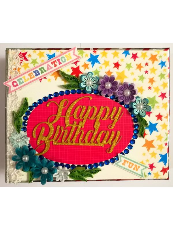 Happy Birthday Handmade Sparkling Scrapbook -D1 image
