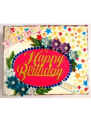 Happy Birthday Handmade Sparkling Scrapbook -D1 Happy Birthday Handmade Sparkling Scrapbook -D1