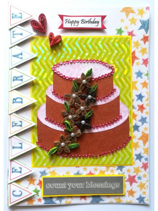 Buy Quilled Sparkling Birthday Cake Greeting Card