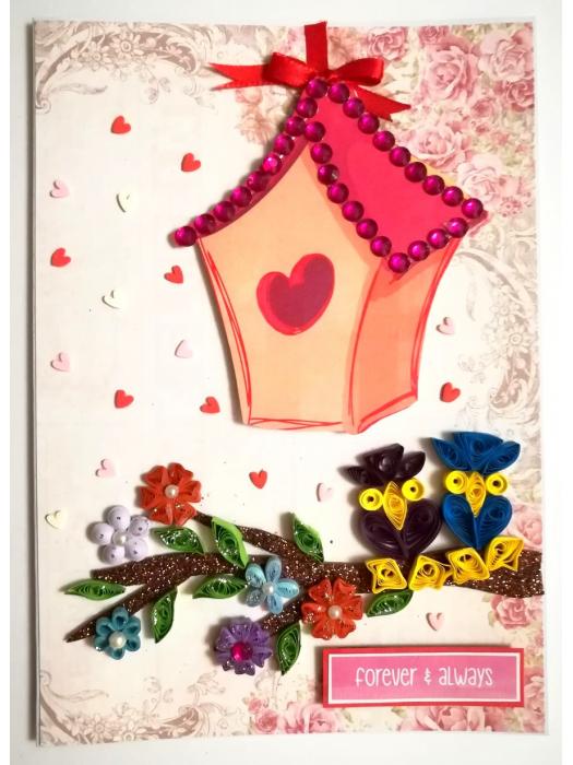 Birds in Love Quilled Greeting Card image