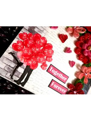 Love and Anniversary Envelope fold Mini scrapbook card - D1 Love and Anniversary Envelope fold Mini scrapbook card - D1