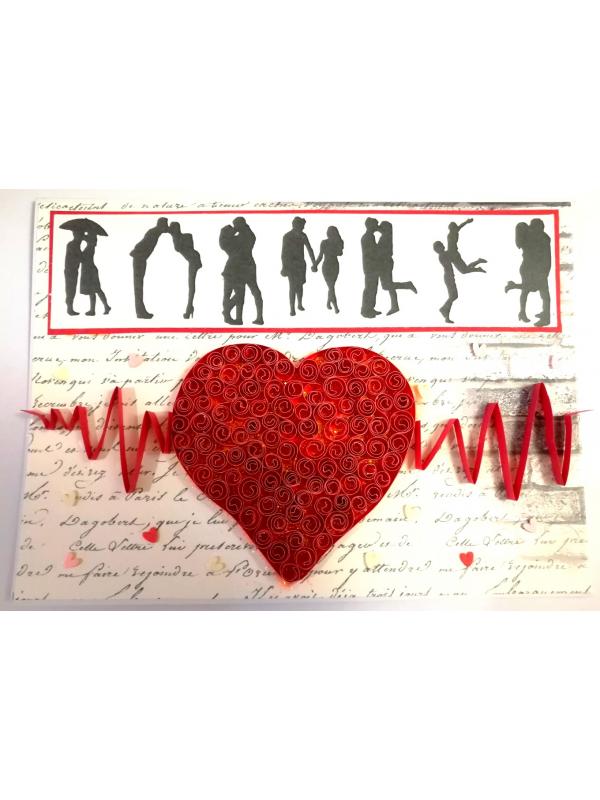 Quilled Heart Beat Love Greeting Card -D1 image
