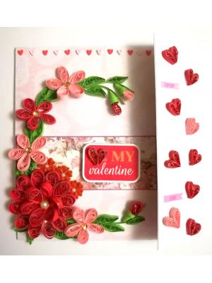 Valentine Red Quilled Mini Scrapbook Greeting Card Valentine Red Quilled Mini Scrapbook Greeting Card