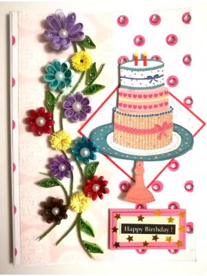 Sparkling Quilled Flowers Birthday Card Sparkling Quilled Flowers Birthday Card