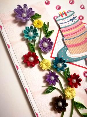 Sparkling Quilled Flowers Birthday Card Sparkling Quilled Flowers Birthday Card