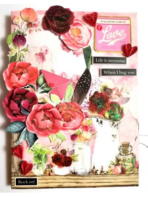 Sparkling Valentine Mini Scrapbook Greeting Card -D3 Sparkling Valentine Mini Scrapbook Greeting Card -D3
