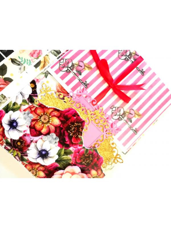 Love & Birthday 2 Fold Mini Scrapbook Greeting Card -D4