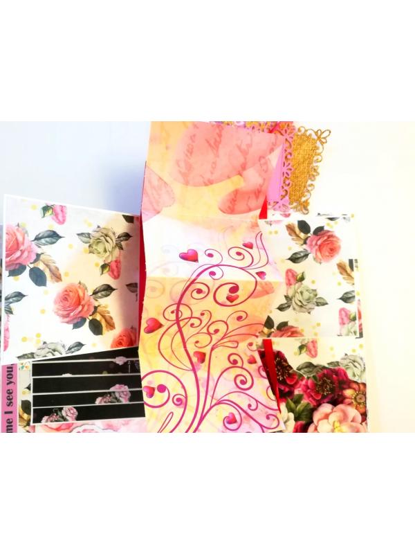 Love & Birthday 2 Fold Mini Scrapbook Greeting Card -D4