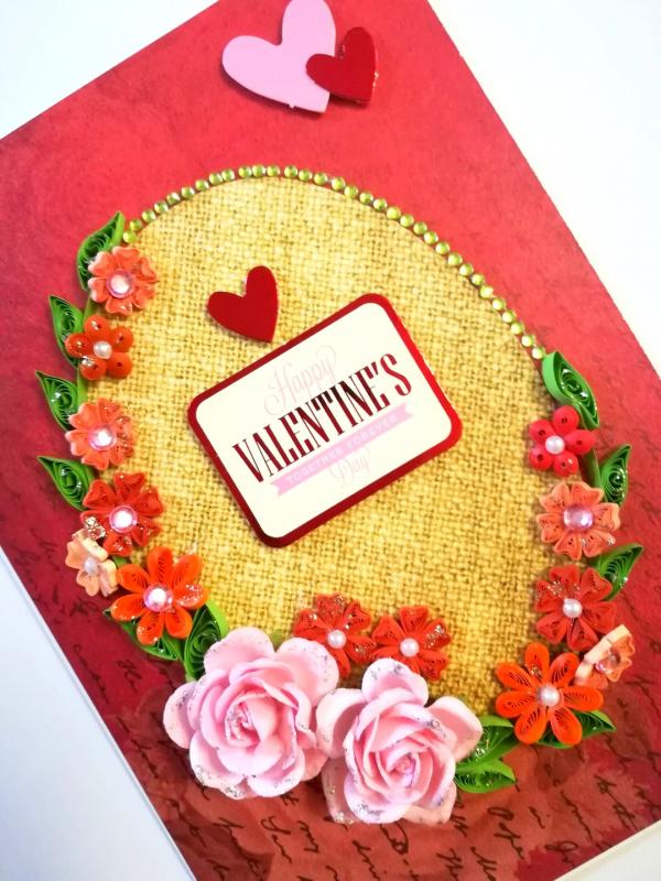 Quilled Flowers Valentines day Greeting Card image