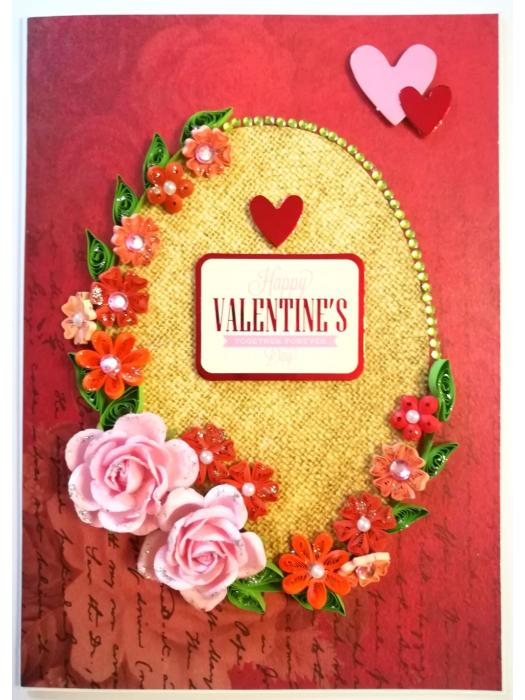 Quilled Flowers Valentines day Greeting Card