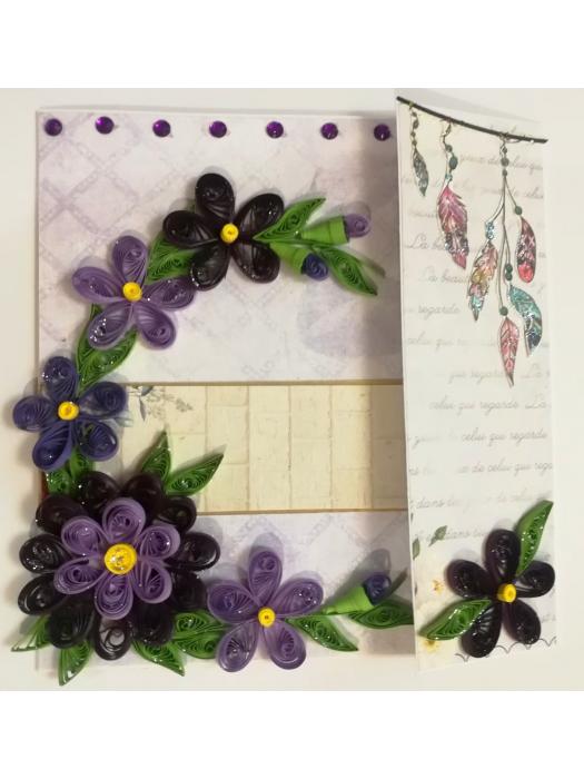 Purple Themed Flowers Mini Scrapbook Greeting Card image