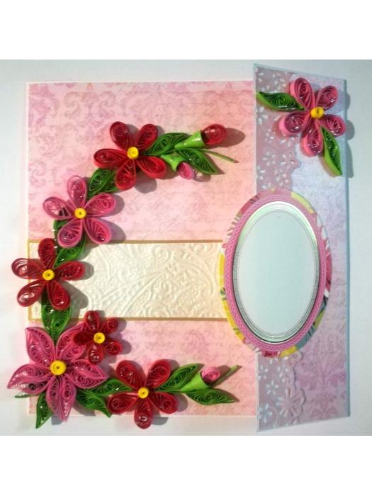 Red Themed Flowers Mini Scrapbook Greeting Card image