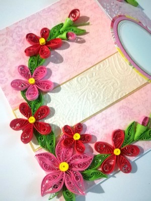 Red Themed Flowers Mini Scrapbook Greeting Card Red Themed Flowers Mini Scrapbook Greeting Card