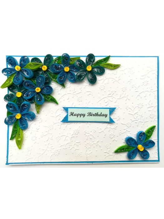 Blue Corner Quilled Birthday Greeting card image