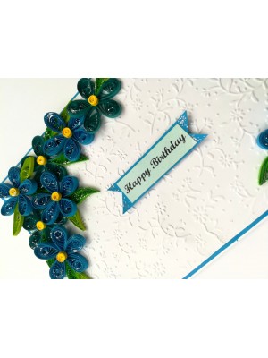Blue Corner Quilled Birthday Greeting card Blue Corner Quilled Birthday Greeting card