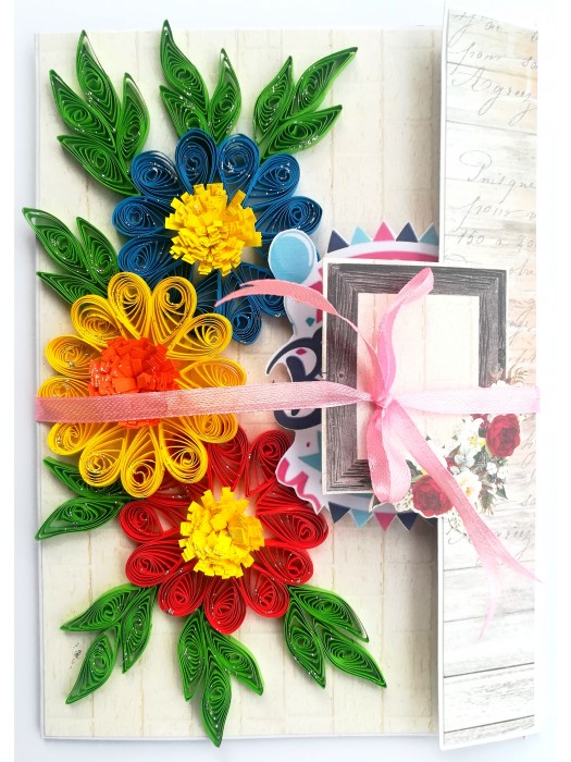 Happy Birthday Quilled Flowers Mini scrapbook card image