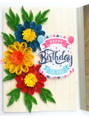 Happy Birthday Quilled Flowers Mini scrapbook card Happy Birthday Quilled Flowers Mini scrapbook card