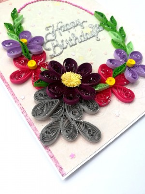 Purple Themed Birthday Quilled Greeting Card -P2 Purple Themed Birthday Quilled Greeting Card -P2