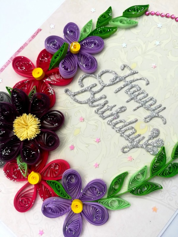Purple Themed Birthday Quilled Greeting Card -P2 image