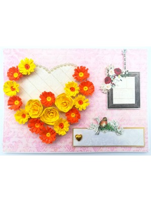 Sparkling Yellow Quilled Heart Flowers Greeting Card - HRTY1 Sparkling Yellow Quilled Heart Flowers Greeting Card - HRTY1