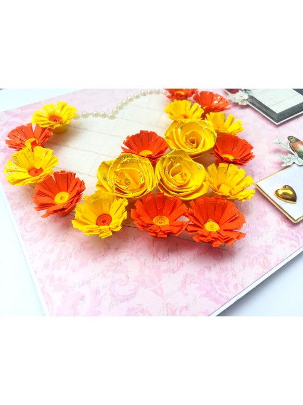 Sparkling Yellow Quilled Heart Flowers Greeting Card - HRTY1