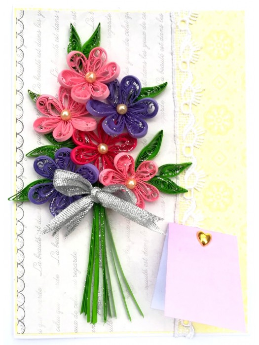 Sparkling Pink Theme Bouquet Greeting Card
