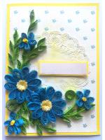 Blue Quilled Flowers Greeting card - D4