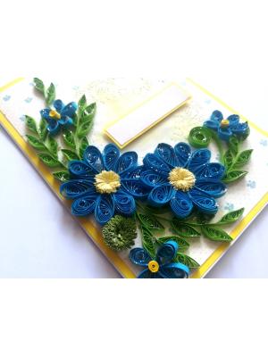 Blue Quilled Flowers Greeting card - D4 Blue Quilled Flowers Greeting card - D4