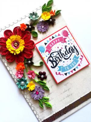 Quilled Corner Birthday Greeting Card - QMD1 Quilled Corner Birthday Greeting Card - QMD1
