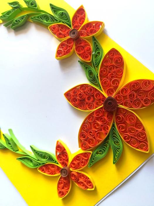 Quilled Yellow Orange Theme Photo Frame Card image