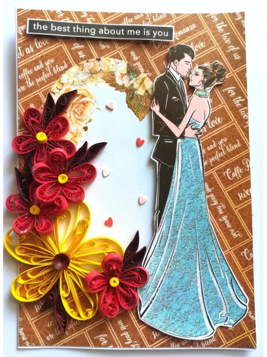 Quilled Flowers Couple Anniversary Greeting Card image