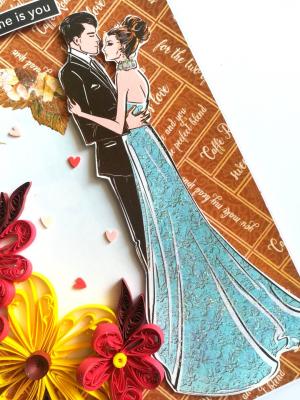 Quilled Flowers Couple Anniversary Greeting Card