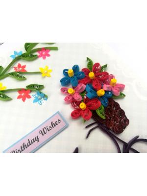 Quilled Cycle With Flowers Birthday Greeting Card Quilled Cycle With Flowers Birthday Greeting Card