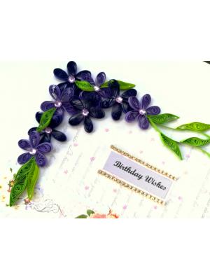 Purple Quilled Flowers Birthday Greeting card Purple Quilled Flowers Birthday Greeting card