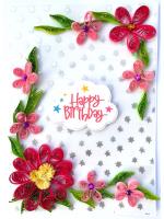 Sparkling Pink Quilled Birthday Card - PINKD1