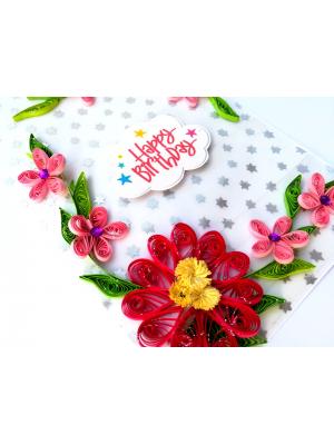 Sparkling Pink Quilled Birthday Card - PINKD1 Sparkling Pink Quilled Birthday Card - PINKD1