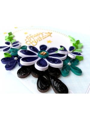 Blue Quilled Flowers Birthday Greeting card Blue Quilled Flowers Birthday Greeting card