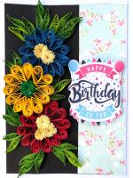 Sparkling Multicolor Quilled Birthday Card